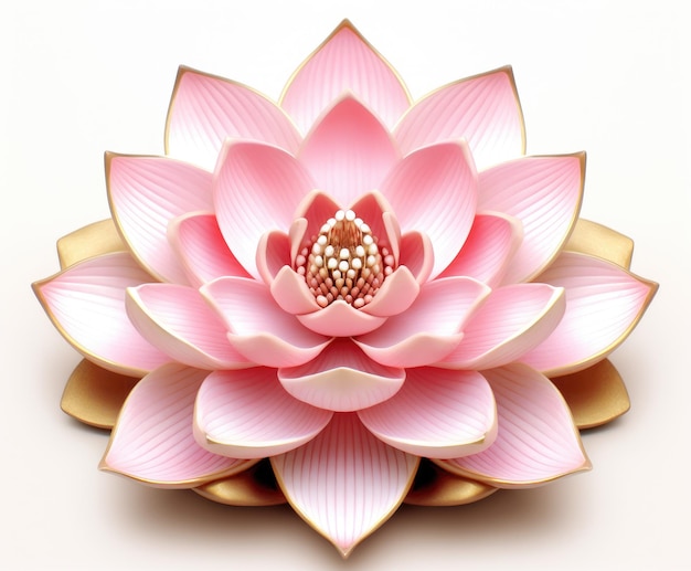 Ilustração de uma imagem de flor de lótus em rosa e verde inspirada em paisagens serenas e pacíficas e meditação Generative AI