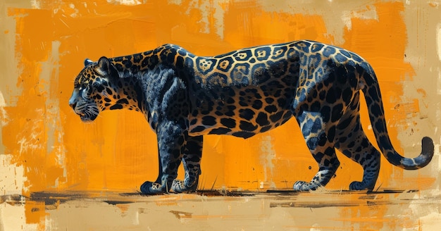 Foto ilustração de uma jaguar preta em aquarela