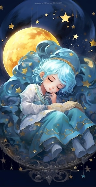 Ilustração de uma menina adormecida