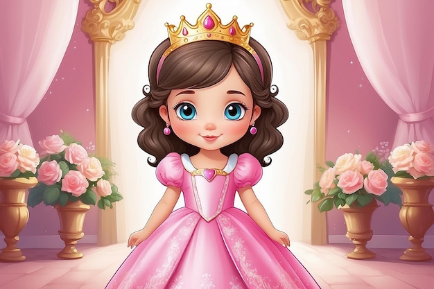 Foto ilustração de uma menina bonita vestindo um traje de princesa