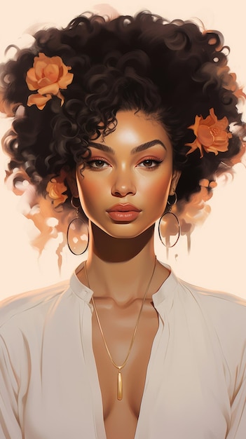 Ilustração de uma modelo feminina negra dinâmica