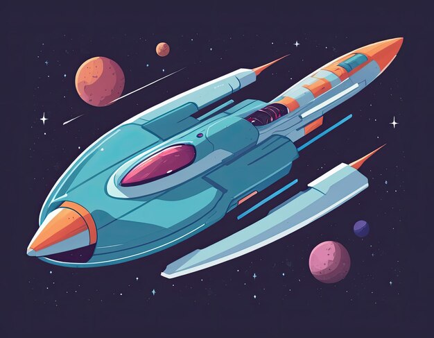 Ilustração de uma nave espacial no espaço em um fundo neutro