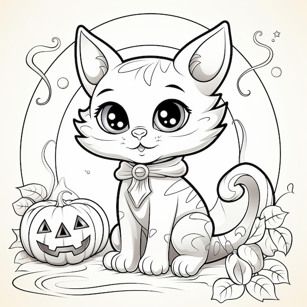 ilustração de uma página para colorir para crianças, uma linda coruja de Halloween vestindo