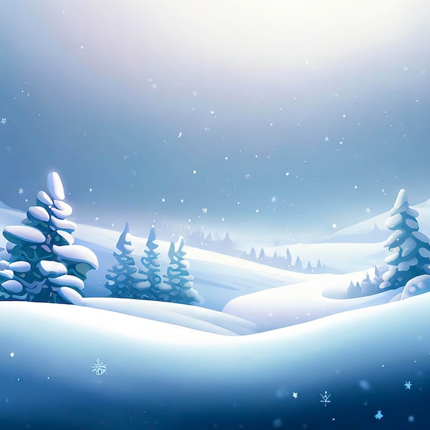 Ilustração de uma paisagem de cena de natal de inverno para um banner ou papel de parede