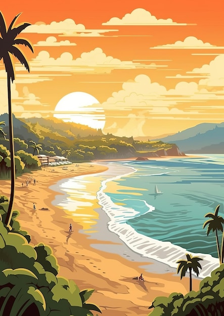 ilustração de uma paisagem natural na Costa Rica