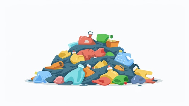 Ilustração de uma pilha de sacos de lixo isolados em fundo branco