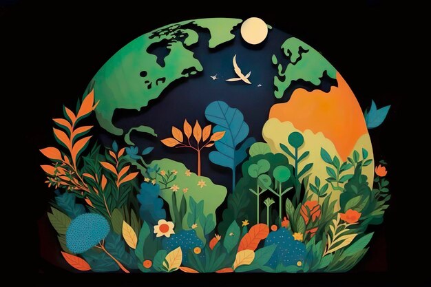 Ilustração de uma Terra durante a primavera