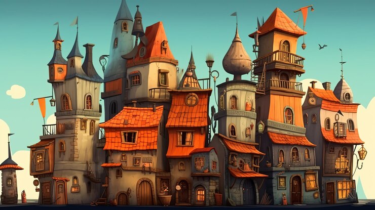 Foto ilustração de uma velha aldeia europeia