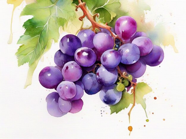 Ilustração de uvas aquareladas