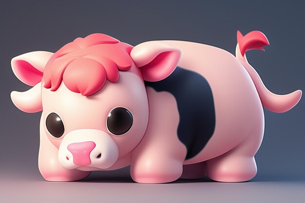 Ilustração de vaca leiteira Renderização em 3D ícone de personagem de jogo desenho animado fofo anúncio animal de vaca de leite