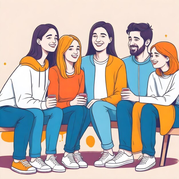 Ilustração de Vector de Amigos e Amizade