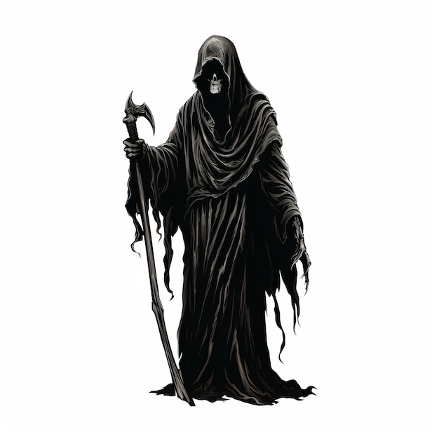 Foto ilustração de vector grim reaper em fundo branco