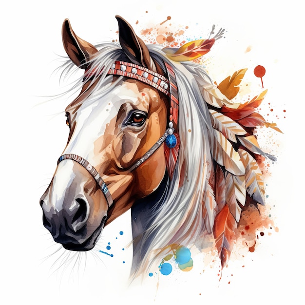 ilustração de Vector um desenho de um cavalo com penas na cabeça