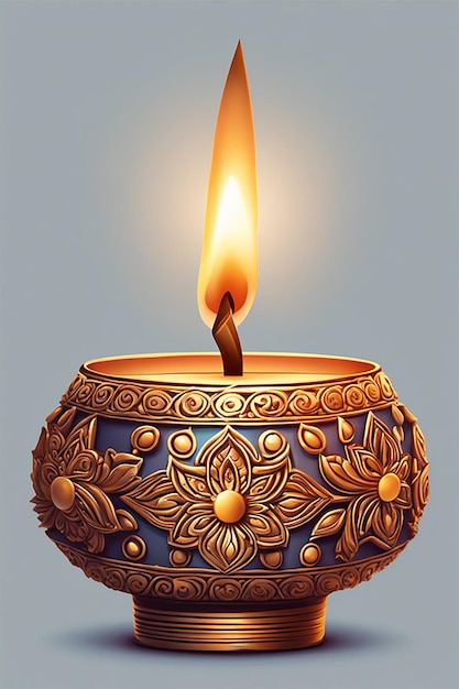 Ilustração de vela de Diwali isolada em fundo simples em tendência na artstation