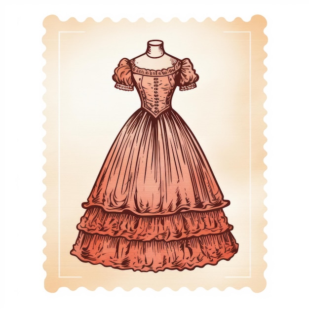 Foto ilustração de vestido vitoriano com filtros retrô