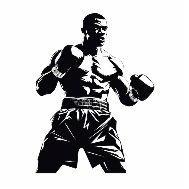Foto ilustração de vetor ilustração de um boxeador afro-americano em, generative ai