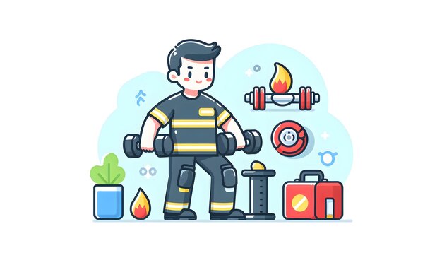 Foto ilustração de vetor plano de verificação do equipamento de bombeiros para inspeção pré-deslocamento em um w diário candidato