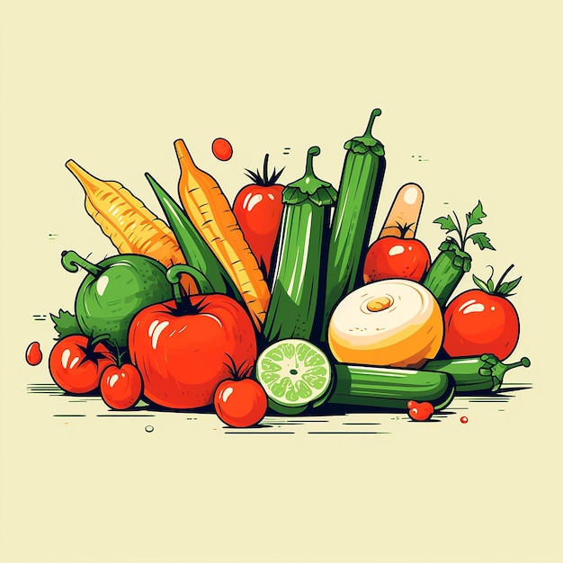 Foto ilustração de vetores mínimos de vegetais de crédito