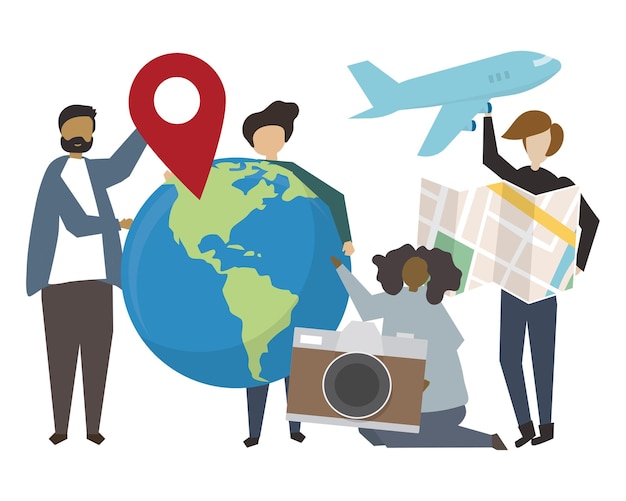 Ilustração de viagem png fundo transparente