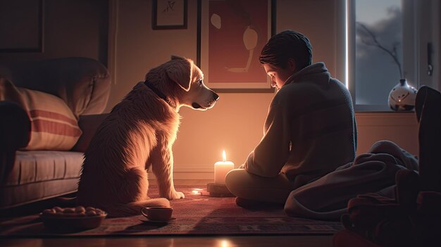 ilustração de vínculo com seu cachorro dia 3d realista