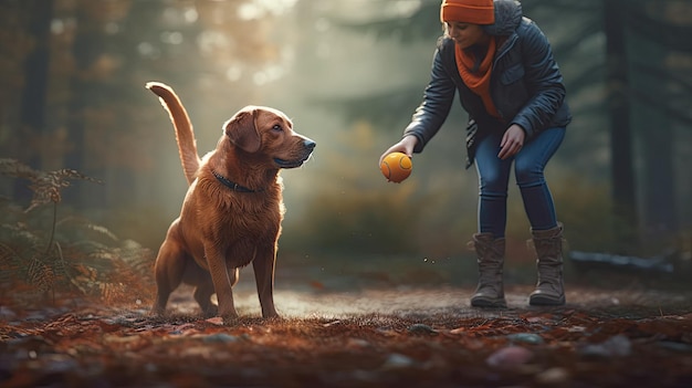 ilustração de vínculo com seu cachorro dia 3d realista