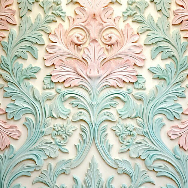 Foto ilustração de vintage demask floral pastel simétrico