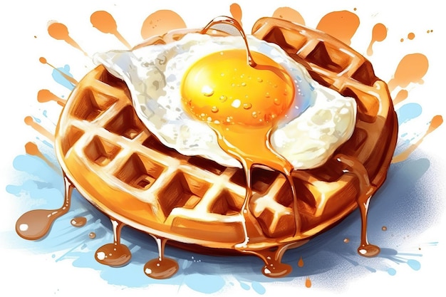 Ilustração de waffle em forma de estrela com ai gerador de ovos