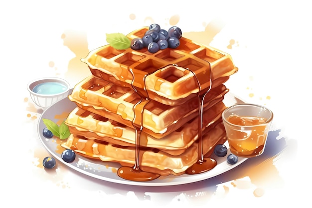 Ilustração de waffles Ilustração de comida IA generativa