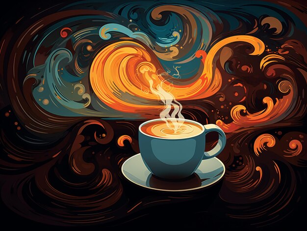 ilustração de xícara de café e vapor de café