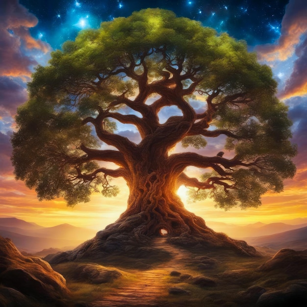 Foto ilustração de yggdrasil, a árvore do mundo