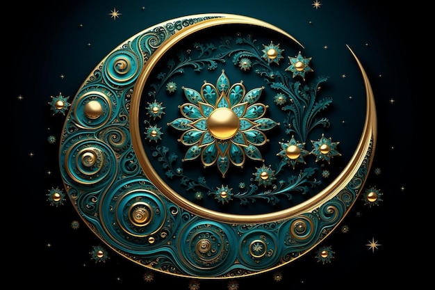 Ilustração decorativa de lua crescente e estrelas