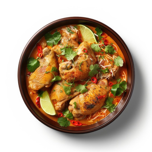 ilustração delicioso curry de frango top cena branca