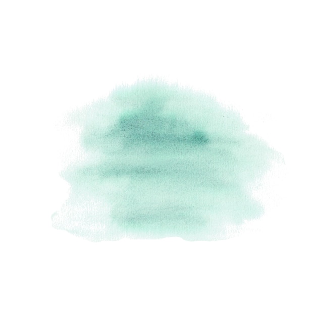 Ilustração desenhada à mão de respingos de aquarela verde escuro isolada na textura abstrata de fundo branco