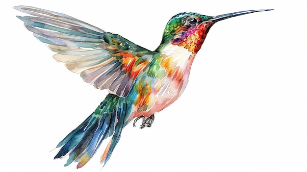 Ilustração detalhada de um beija-flor vívido