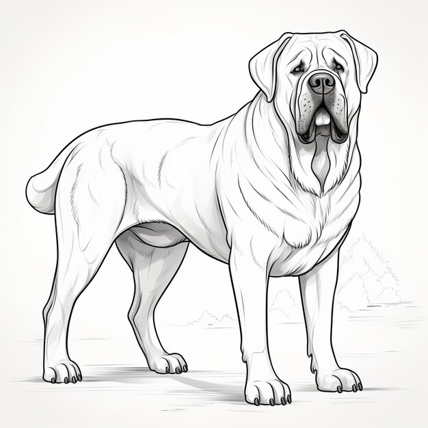 Foto ilustração detalhada de um mastiff branco com marcas únicas