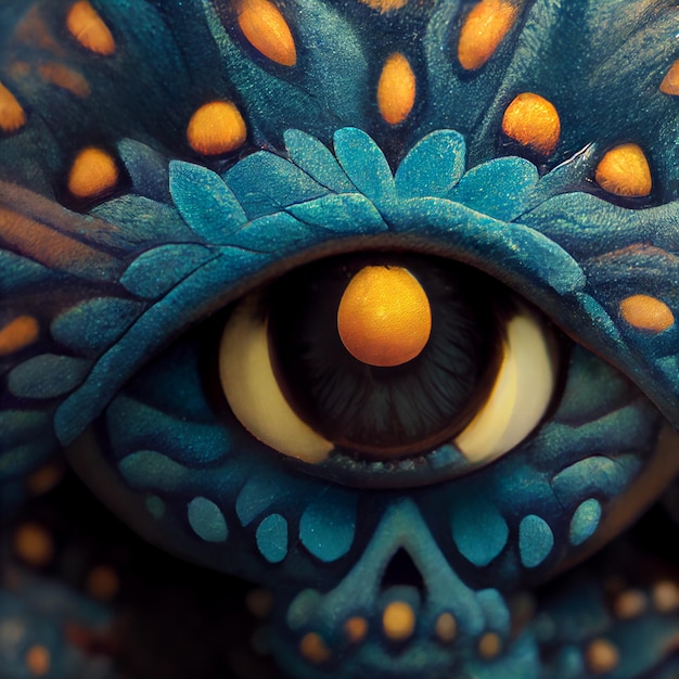 Ilustração detalhada do olho de um dragão ou ser mitológico. Íris brilhante de um monstro.