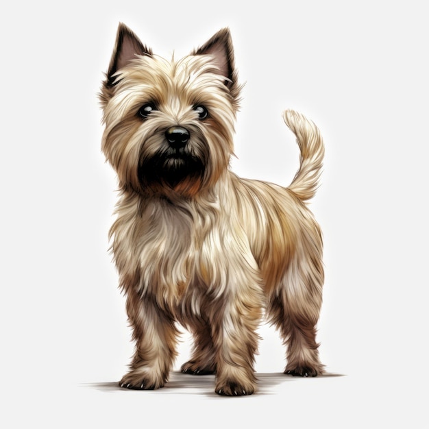 Foto ilustração digital agressiva de um animal westie em fundo branco