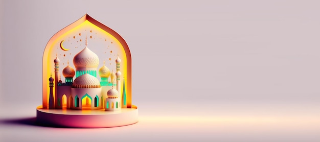 Ilustração digital da mesquita para a saudação islâmica do Ramadã Eid