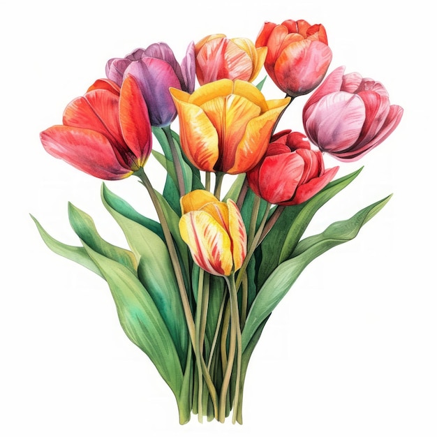 Ilustração digital de bouquet de tulipas IA gerativa