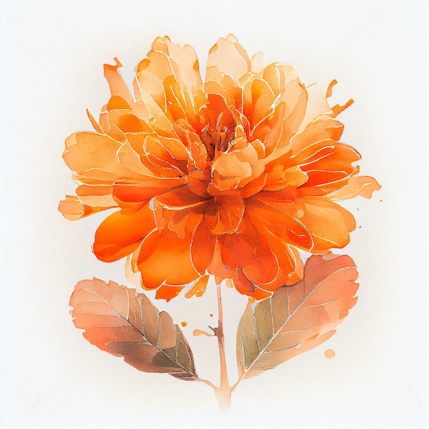 Ilustração digital de flor de laranjeira em aquarela de dupla exposição abstrata