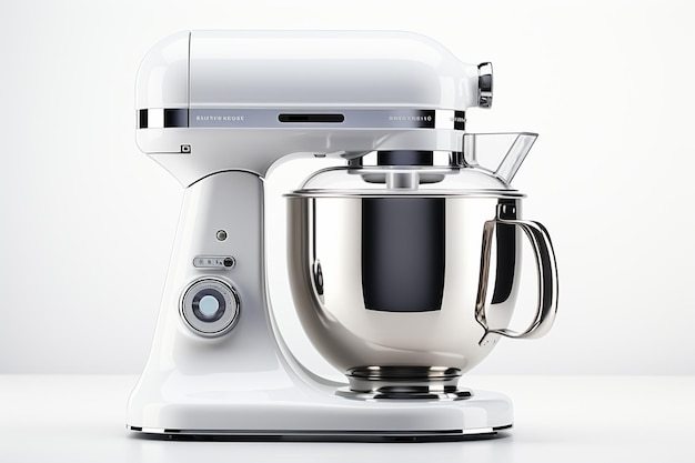 Foto ilustração digital de um misturador de cozinha em fundo cinza com vinheta