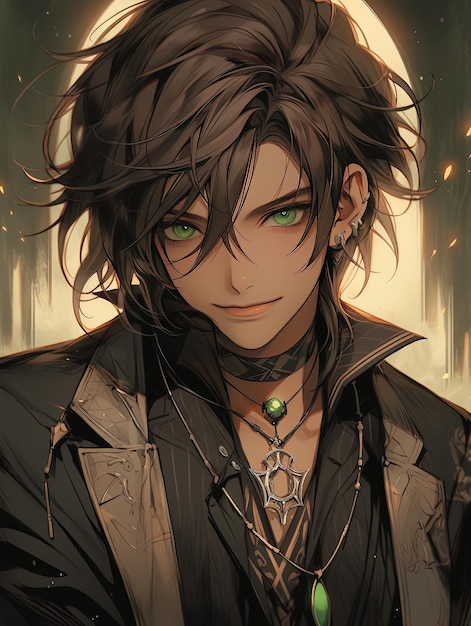 Olhos Verdes Masculinos De Cabelo Preto Do Anime Do Manga Da Cara Do  Retrato Ilustração do Vetor - Ilustração de menino, estilo: 83973505