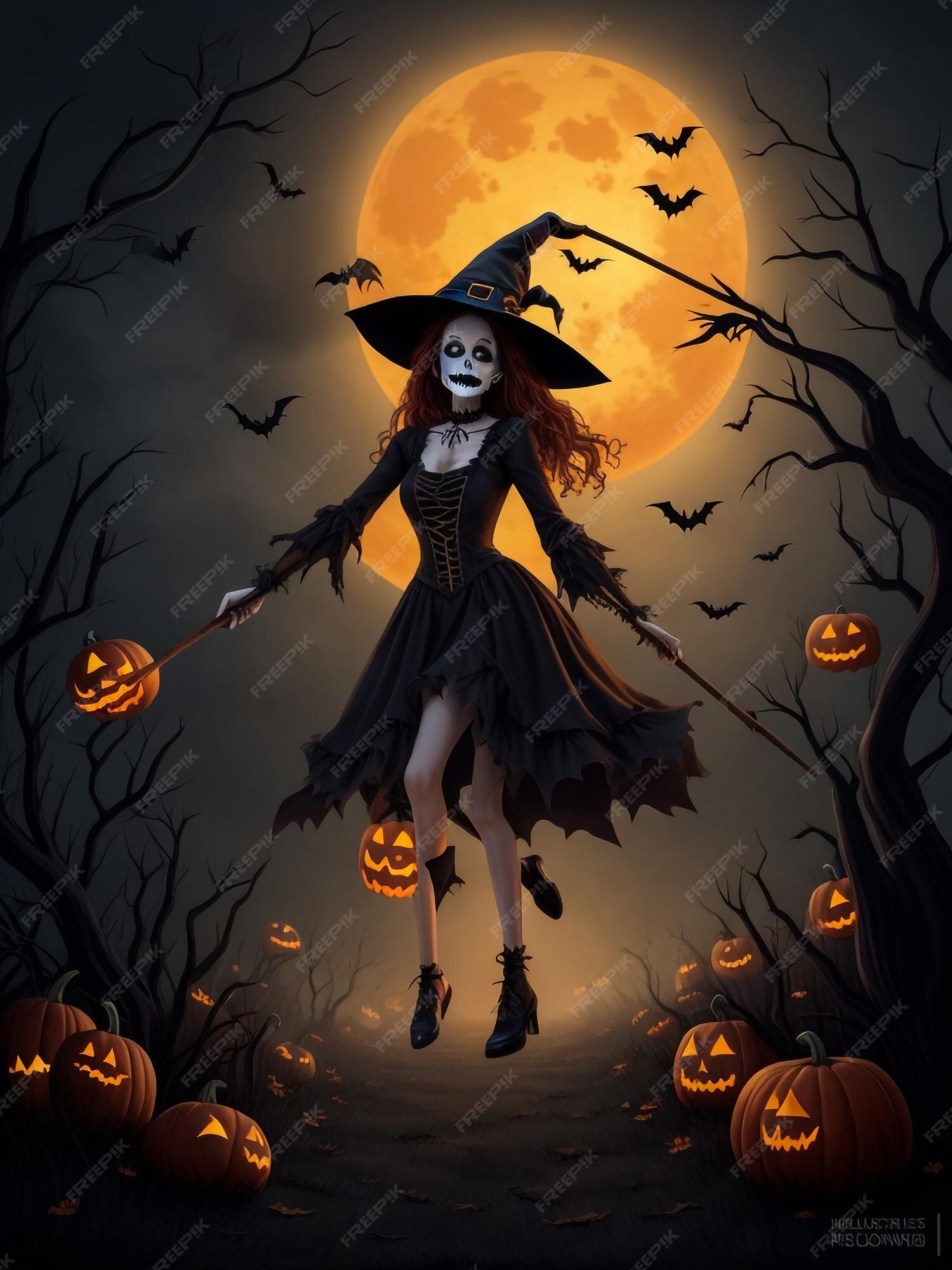 meninas bonitas de halloween em fantasias de morcego, abelha e bruxa.  personagens do dia das bruxas. ilustração vetorial em estilo simples.  10818892 Vetor no Vecteezy