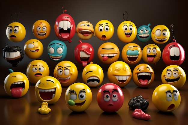 Foto ilustração digital de vários emojis espanhóis