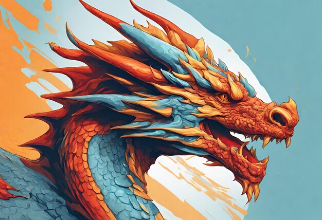 Ilustração digital do dragão mítico