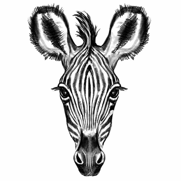 Ilustração digital do retrato do animal selvagem da zebra na África