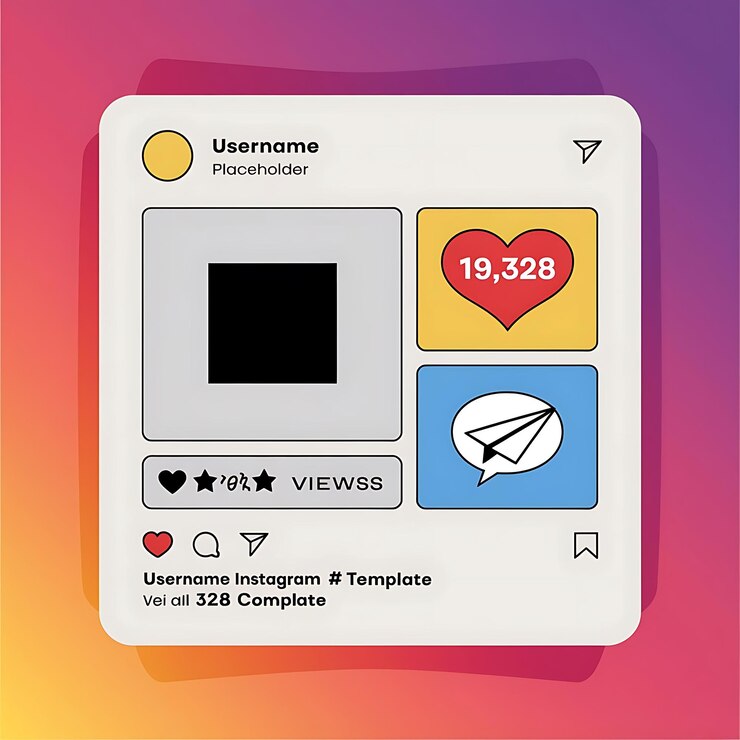 Foto ilustração digital personalizável do modelo de postagem do instagram com ícones interativos