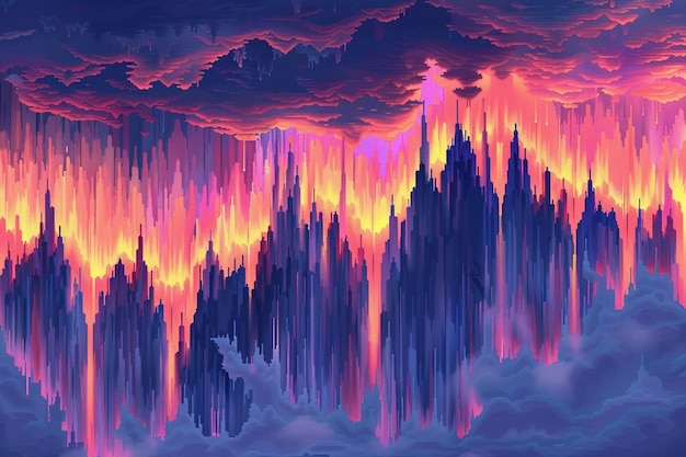 Ilustração dinâmica de pixel art fundo abstrato colorido