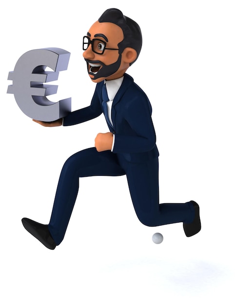 Ilustração divertida de desenho animado 3D de um empresário indiano