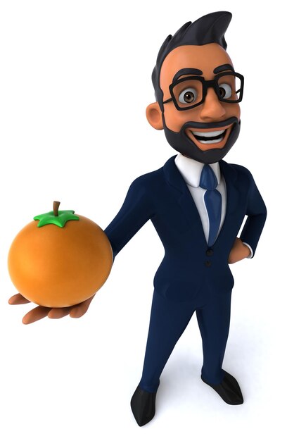 Ilustração divertida de desenho animado 3D de um empresário indiano